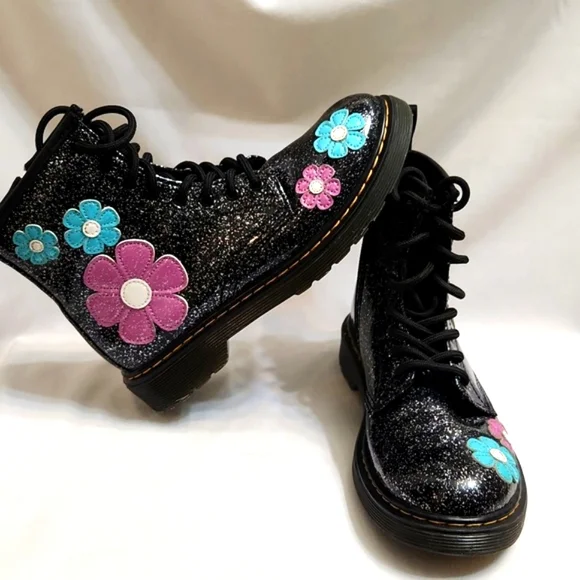 Dr. Martens 1460J Floral Glitter Patent Leather Lace-up boots (size 3) - Picture 3 of 14